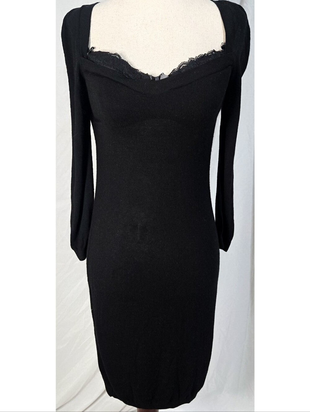 Moschino Cheap And Chic Sweater Dress Black Built In Bra Sweetheart Neckline